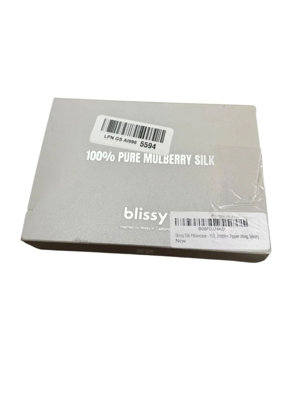 Blissy Silver King Silk Pillowcase 22 Momme Mulberry Silk NIB